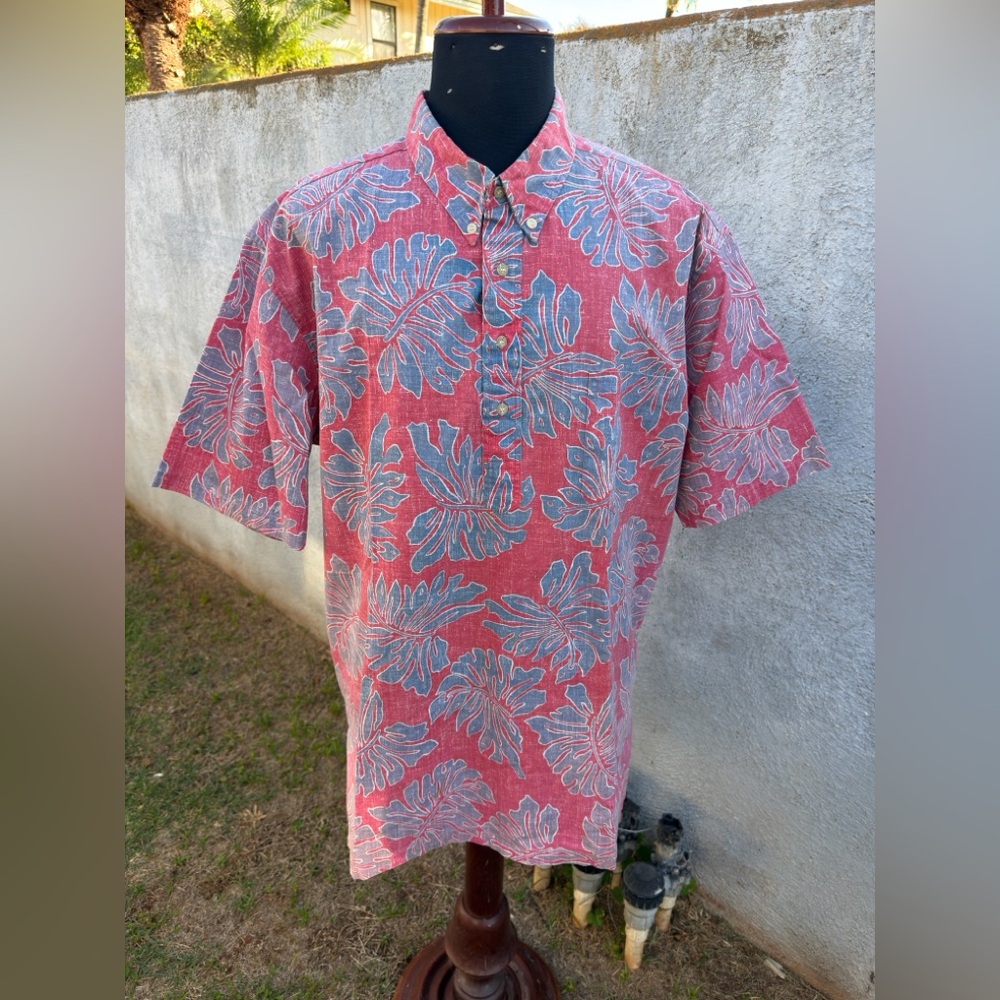 PreOwned Reyn Spooner Classic Hawaiian Print Pullover Men's XXXL Red/Blue